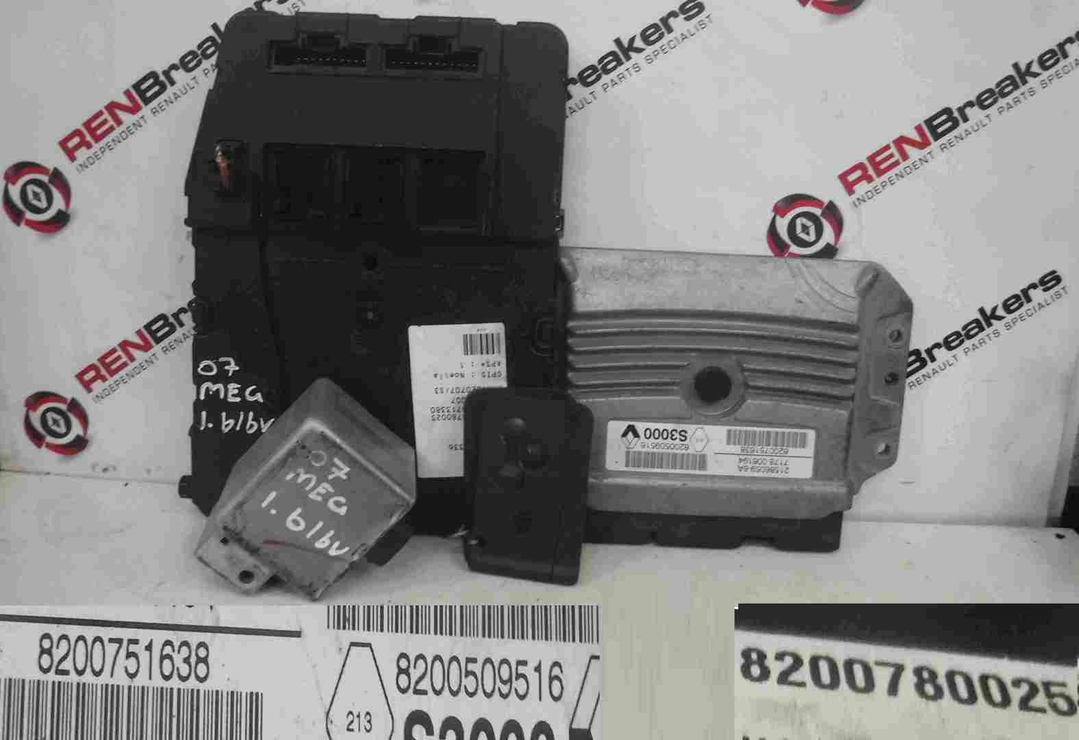 Renault Megane 2002-2008 1.6 16v ECU SET UCH BCM Immobiliser + Key Card