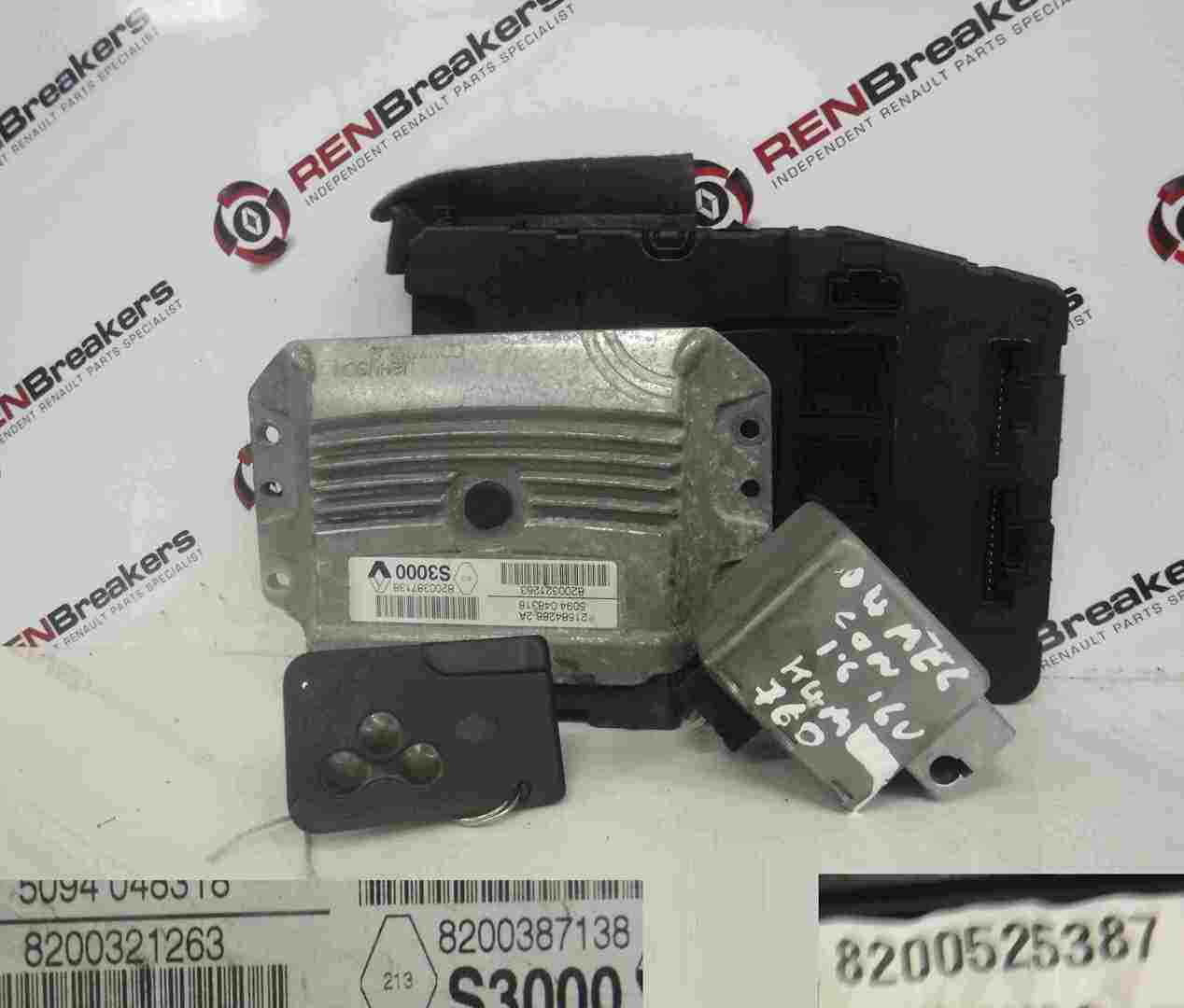 Renault Megane 2002-2008 1.6 16v ECU SET UCH BCM Immobiliser + Key Card
