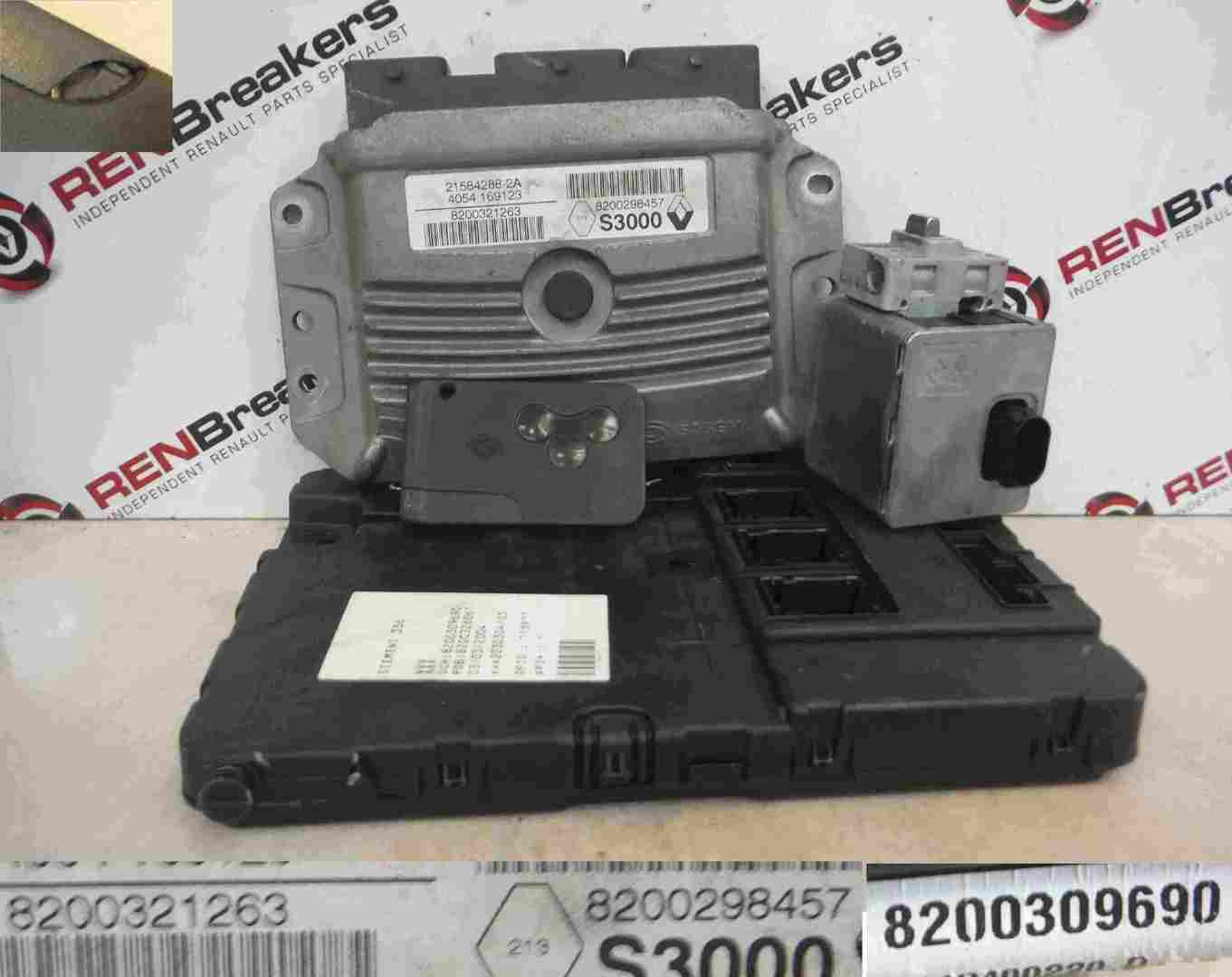 Renault Megane 2002-2008 1.6 16v ECU SET UCH BCM Immobiliser   Key Card Spares