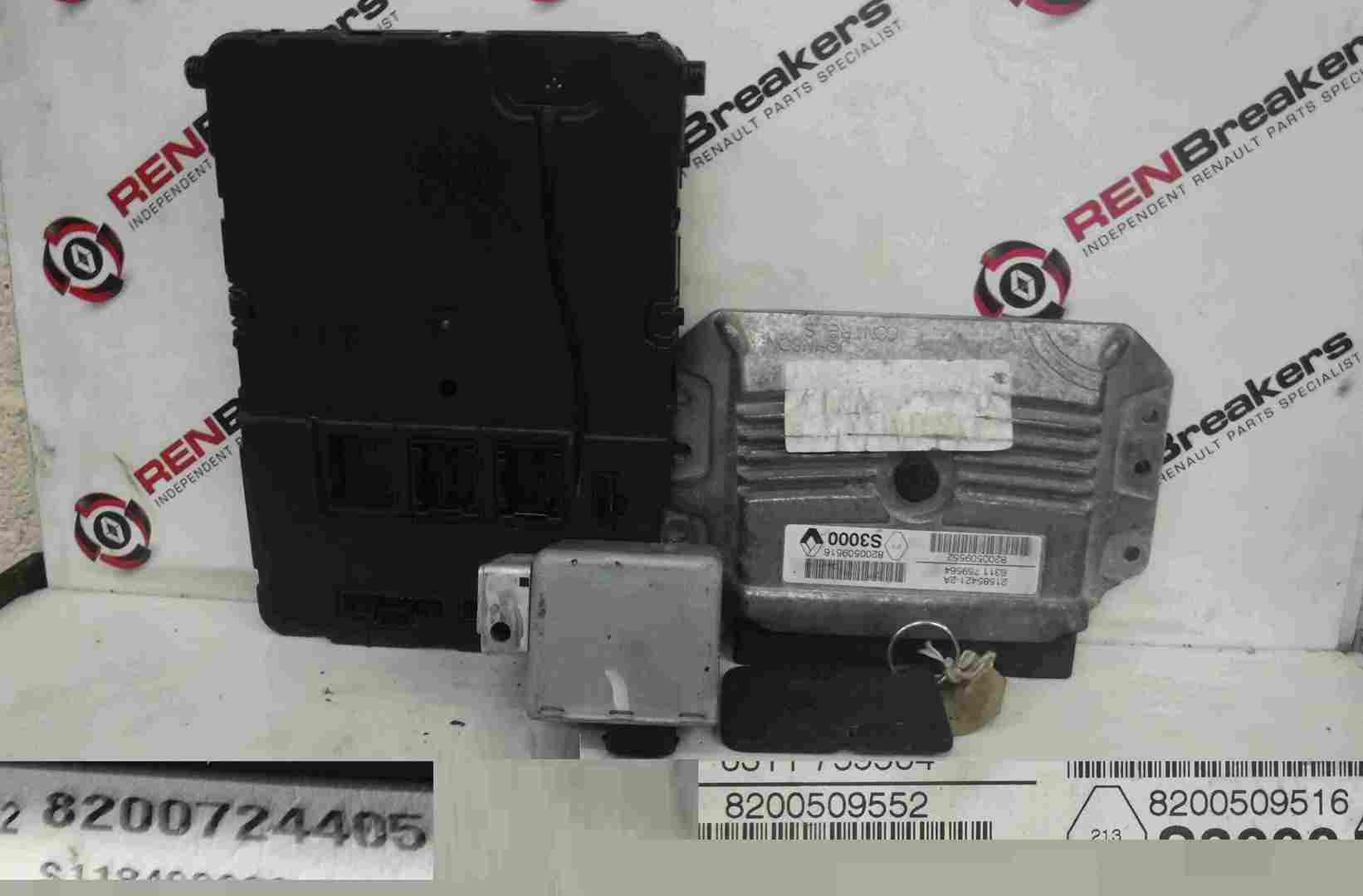 Renault Megane 2002-2008 1.6 16v ECU SET UCH BCM Steering Lock + Key Card