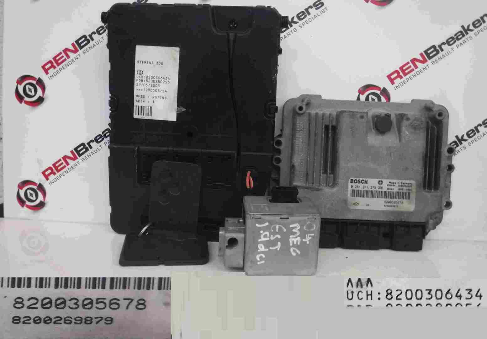 Renault Megane 2002-2008 1.9 dCi ECU SET UCH BCM Immobiliser + 2 Key Cards