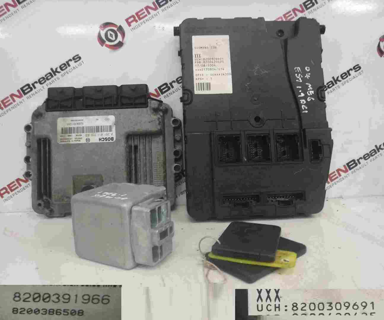 Renault Megane 2002-2008 1.9 dCi ECU SET UCH BCM Immobiliser + 2 Key Cards