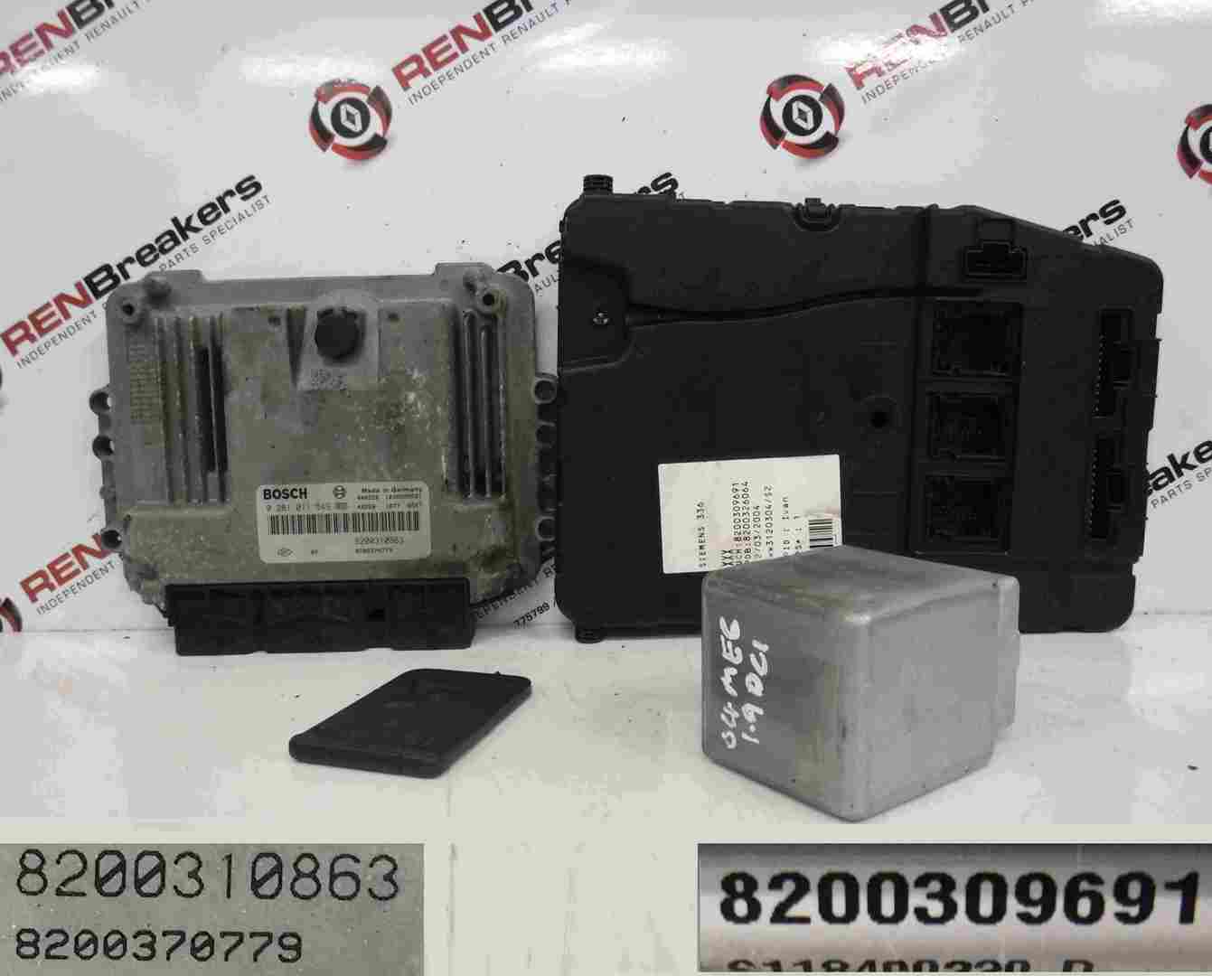 Renault Megane 2002-2008 1.9 dCi ECU SET UCH BCM Immobiliser   Key Card
