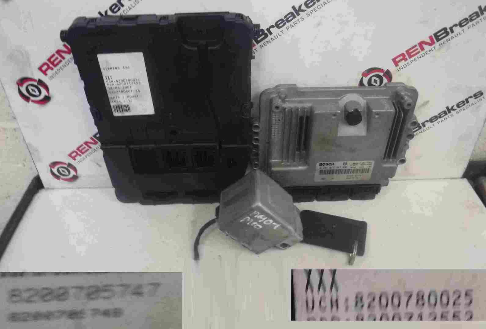 Renault Megane 2002-2008 1.9 dCi ECU SET UCH Steering Lock + Key Card 8200705747