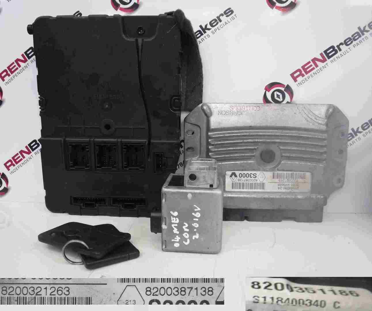 Renault Megane 2002-2008 2.0 16v ECU SET UCH BCM Immobiliser + 2 Key Cards