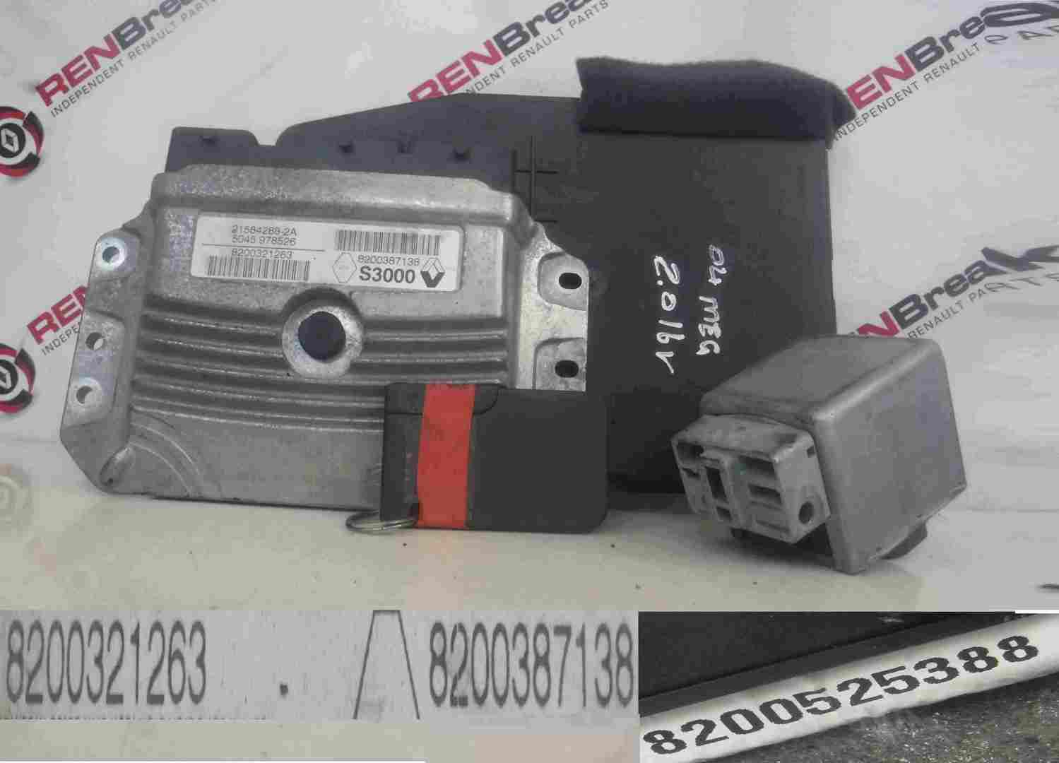 Renault Megane 2002-2008 2.0 16v ECU SET UCH BCM Steering Lock + Key Card