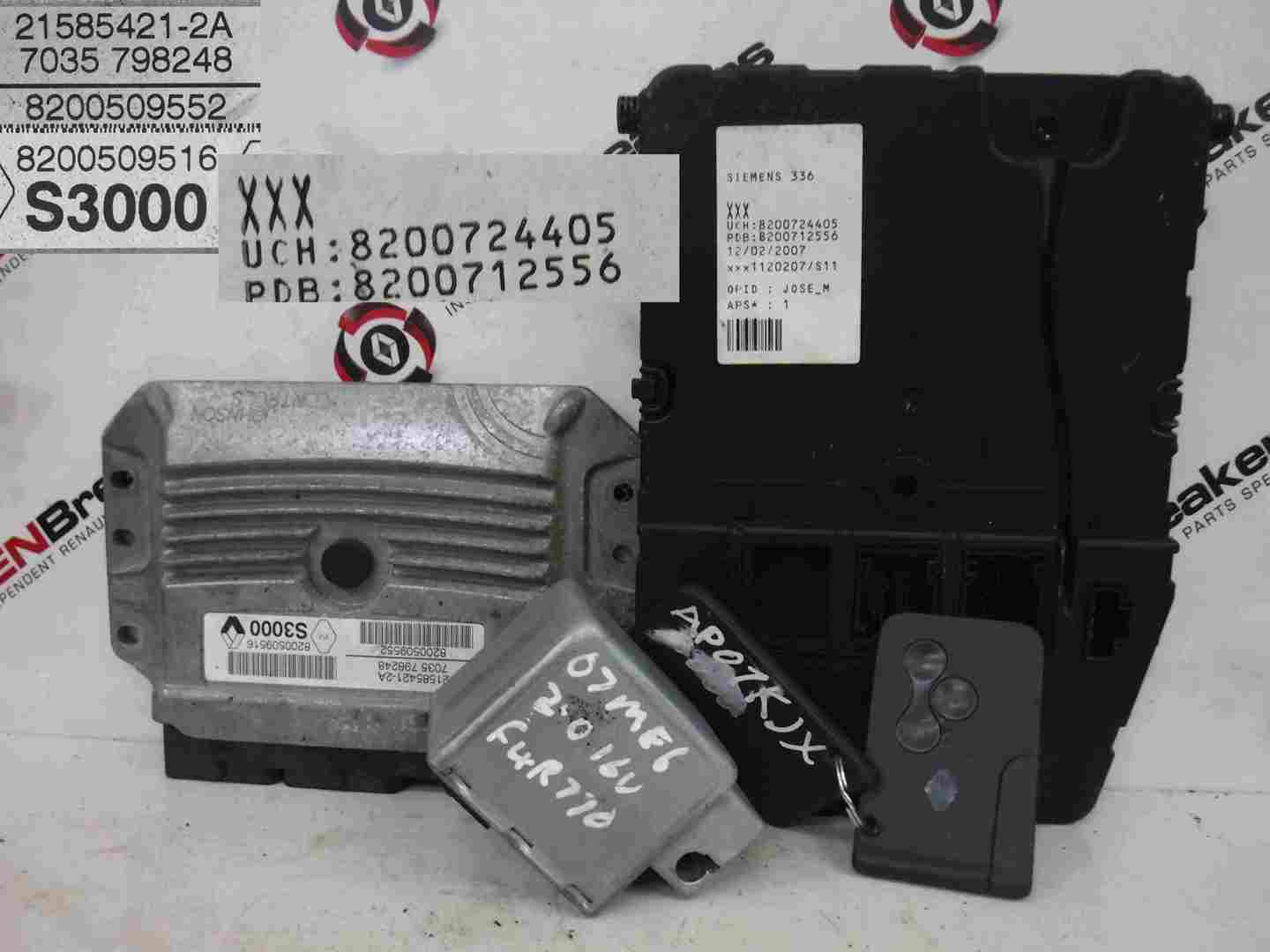 Renault Megane 2002-2008 2.0 16v ECU Set Kit UCH BCM Computer + Key Card
