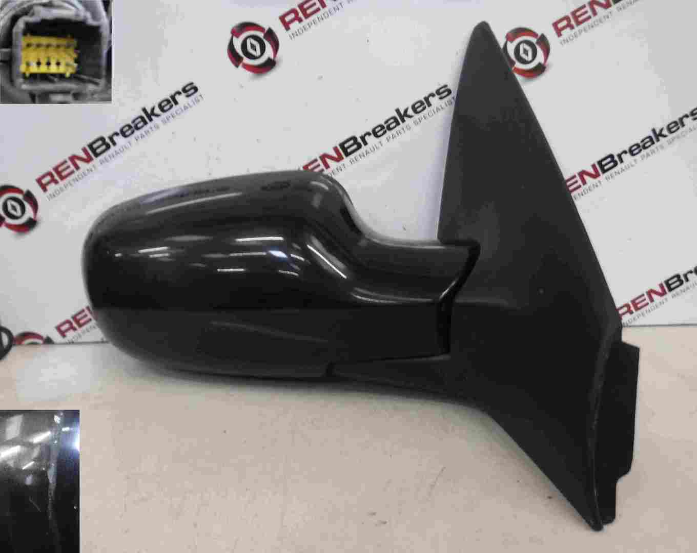 Renault Megane 2002-2008 Drivers OS Wing Mirror Black 676 Electric Folder