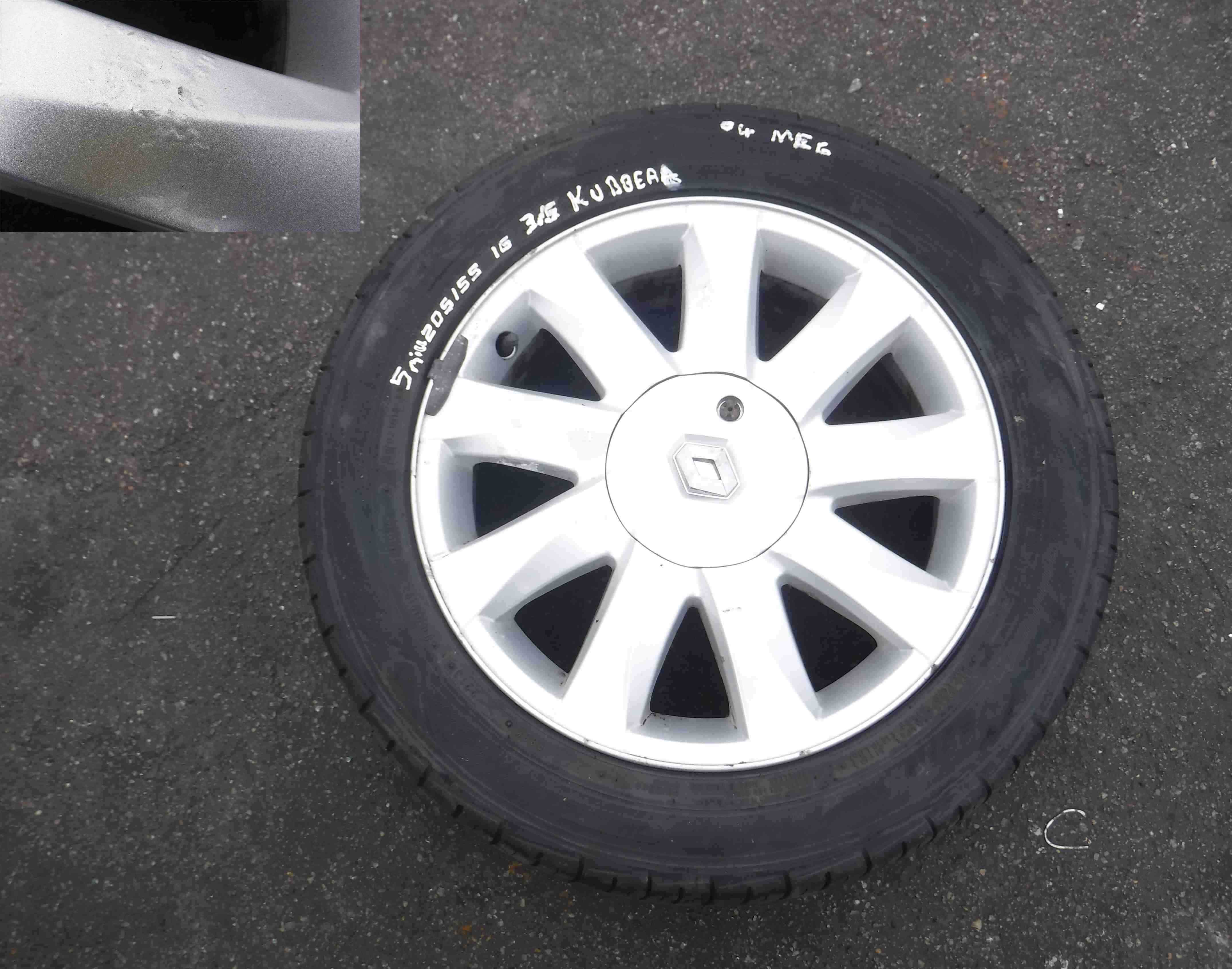 Renault Megane 2002-2008 Kubera Alloy Wheel + Tyre 205 55 16 5Mm 8200464412 3/5