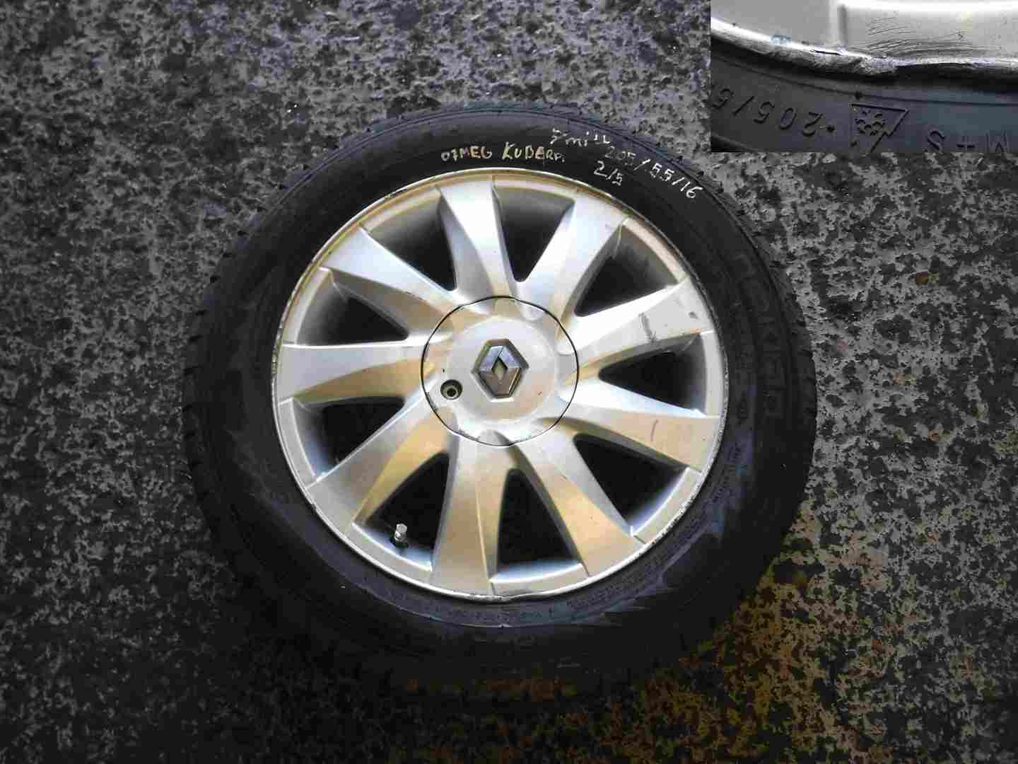 Renault Megane 2002-2008 Kubera Alloy Wheel + Tyre 205 55 16 7mm Tread
