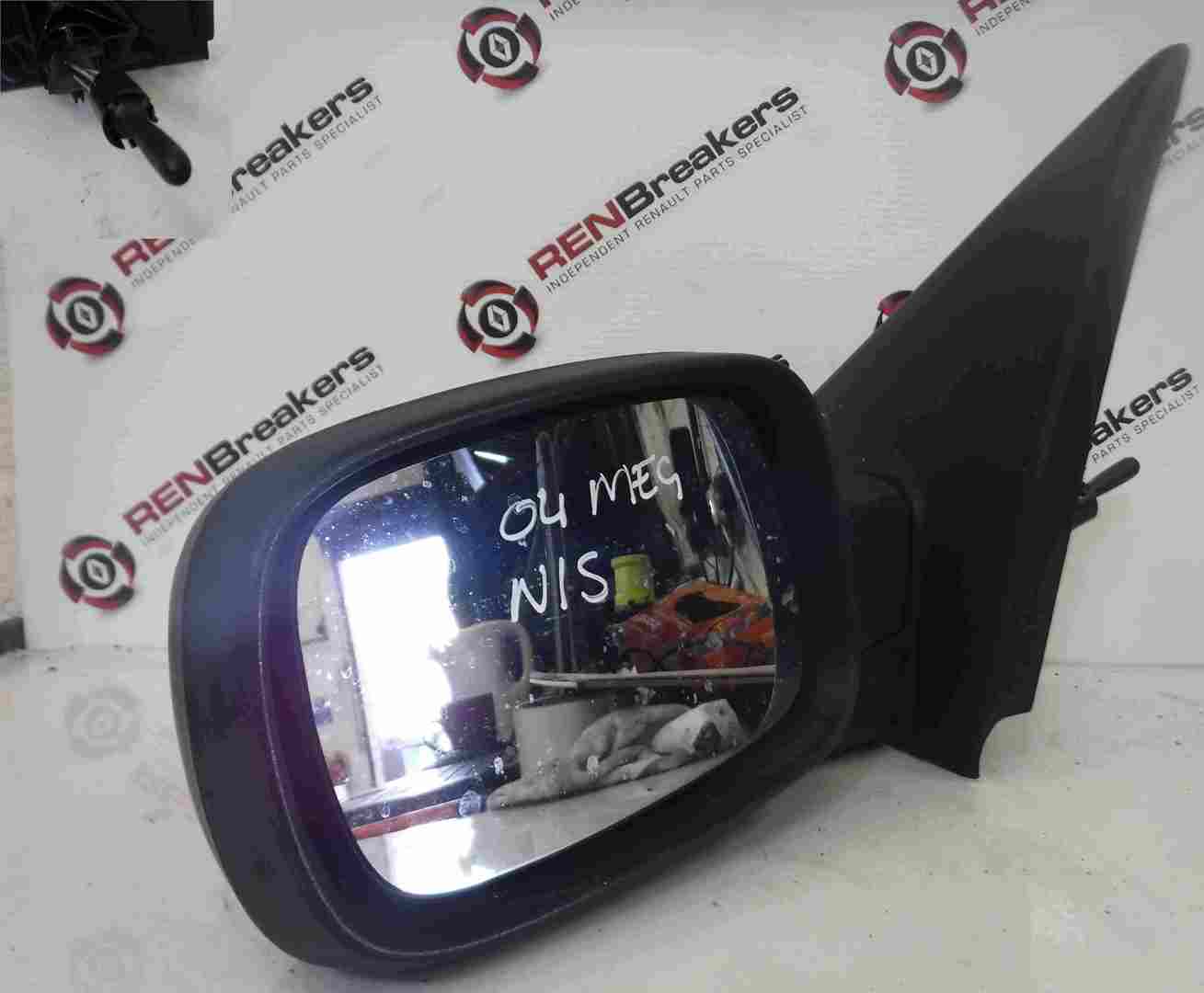 Renault Megane 2002-2008 Passenger NS Wing Mirror Black Plain Manual