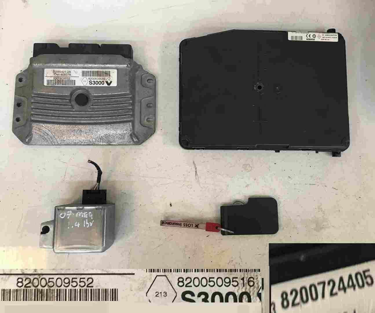 Renault Megane 2006-2008 1.4 16v ECU SET UCH BCM Immobiliser + Key Card