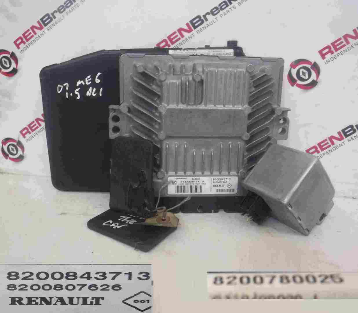 Renault Megane 2006-2008 1.5 dCi ECU SET UCH Steering Lock + 2 Key Cards