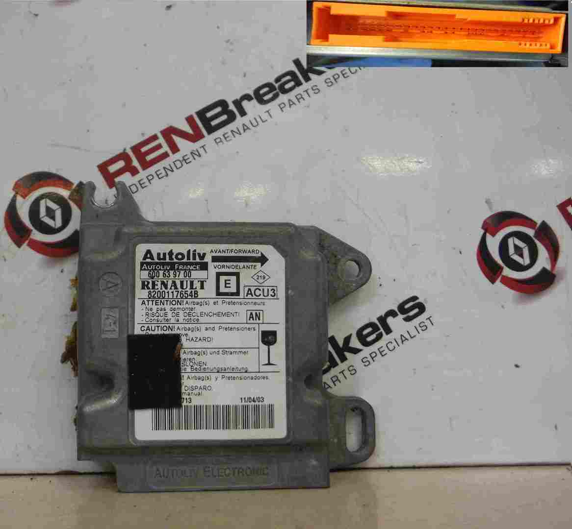 Renault Megane Convertible 1999-2002 Airbag Ecu Module Computer 8200117654