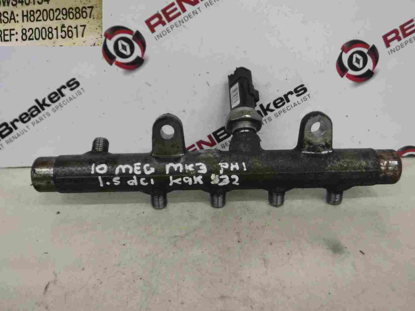 Renault Megane MK3 2008-2014 1.5 dCi Diesel High Pressure Fuel Rail 8200815617