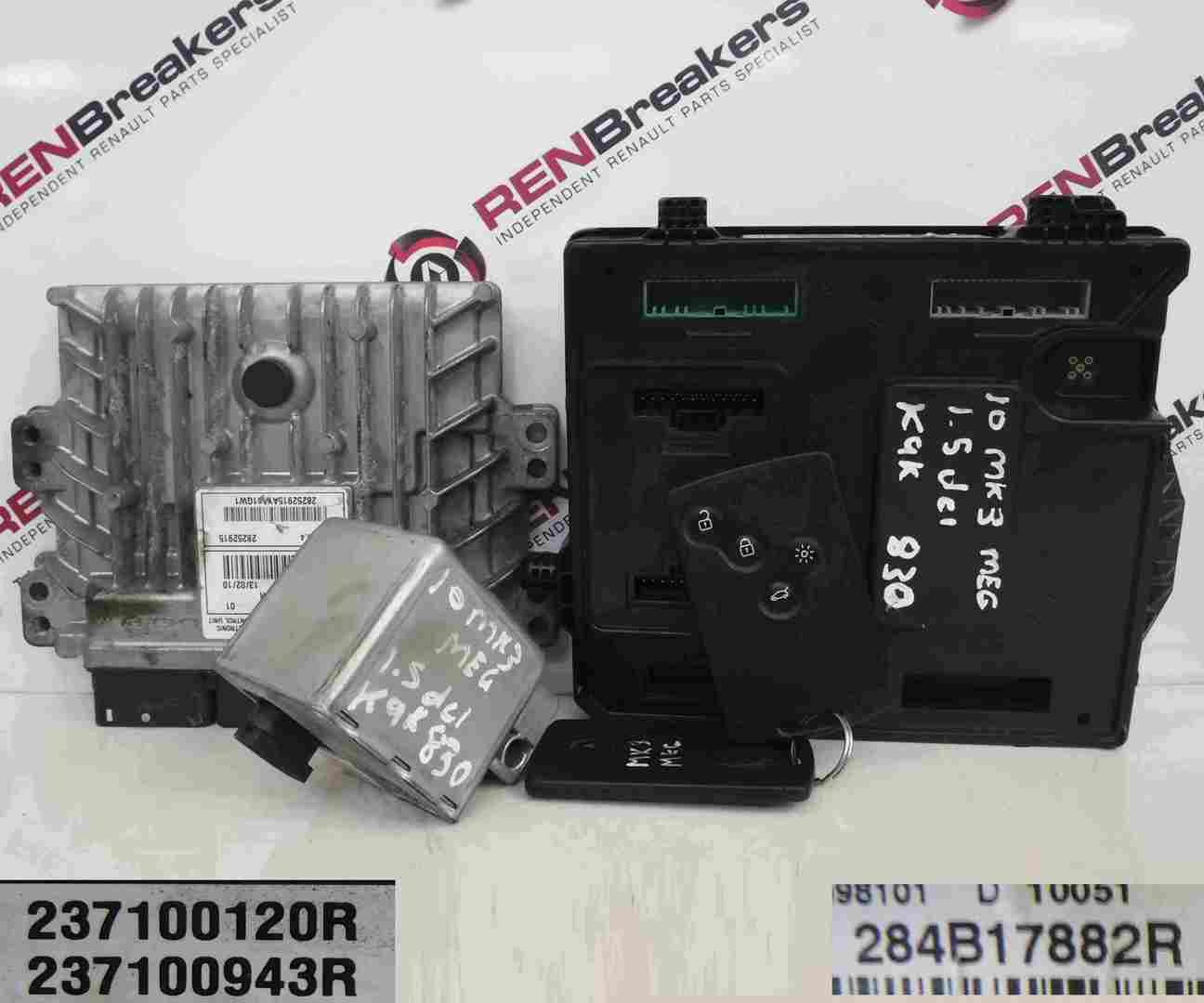 Renault Megane MK3 2008-2014 1.5 dCi ECU SET UCH Steering Lock + 2 Key Cards