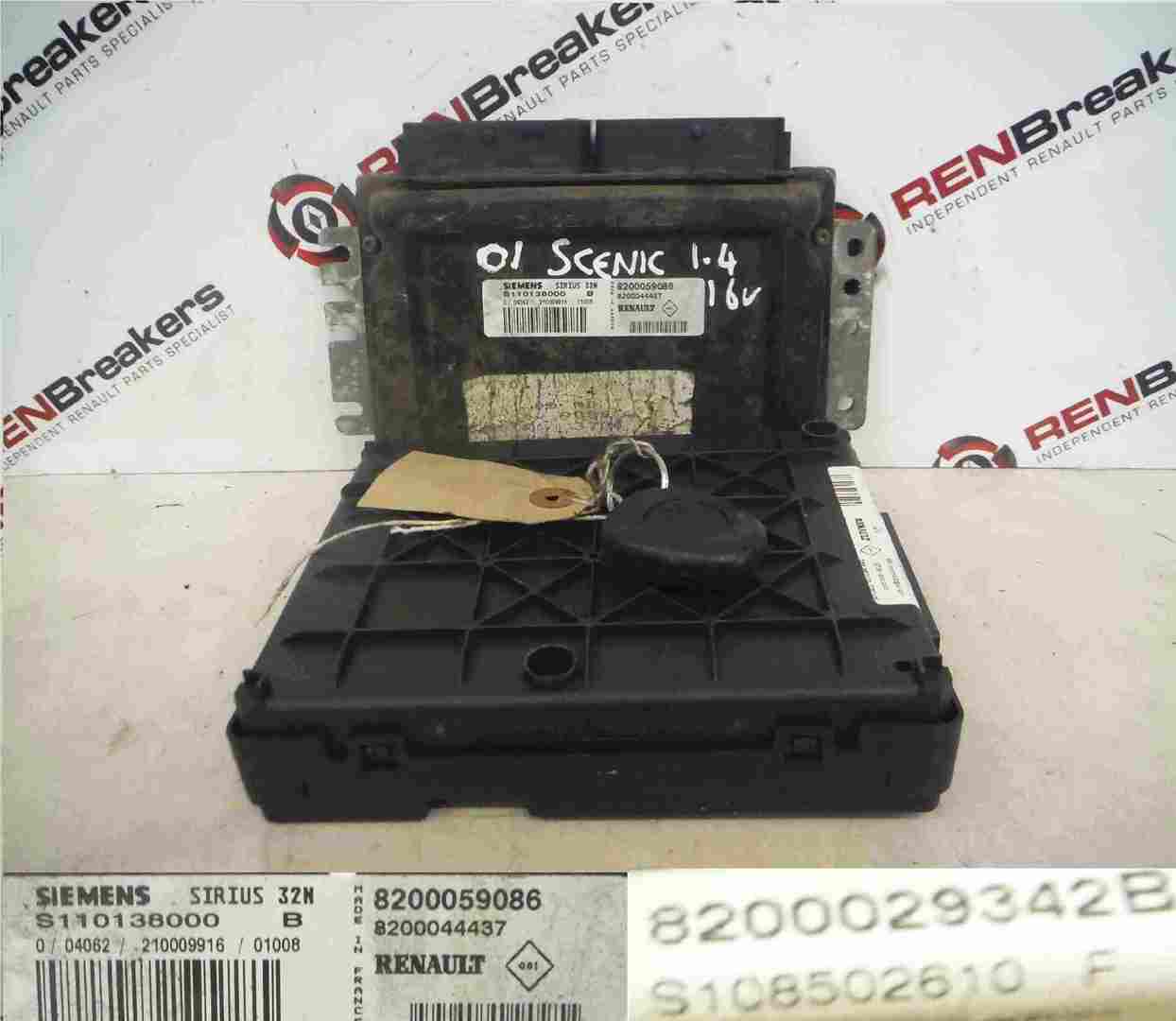 Renault Megane Scenic 1999-2003 1.4 16v ECU SET UCH Immobiliser + Key Fob
