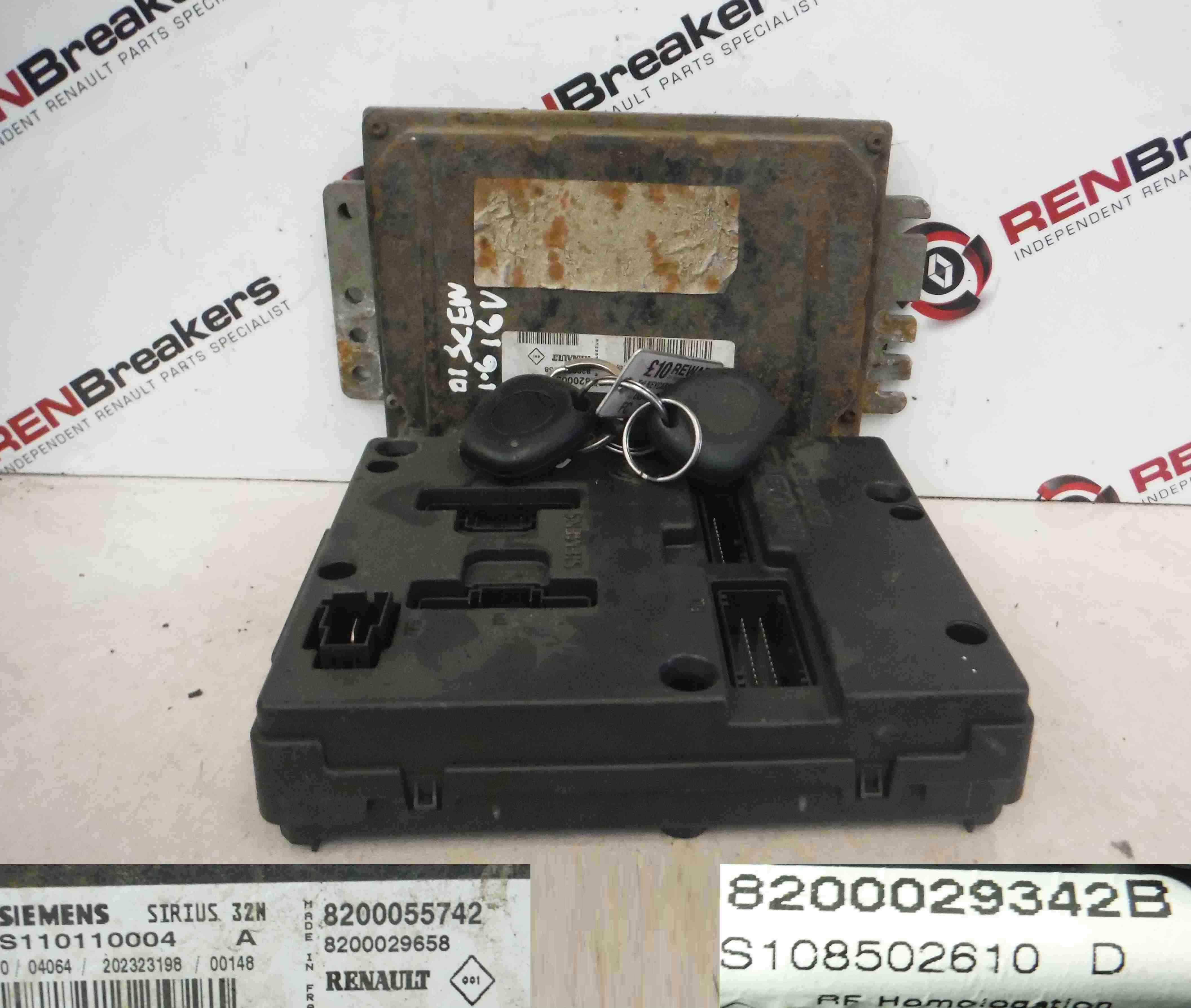 Renault Megane Scenic 19992003 1.6 16v ECU SET UCH BCM