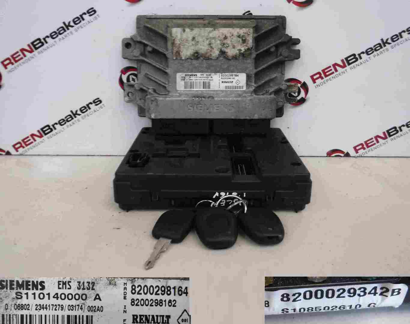 Renault Megane Scenic 1999-2003 1.6 16v ECU SET UCH BCM Immobiliser 1 Key Fob