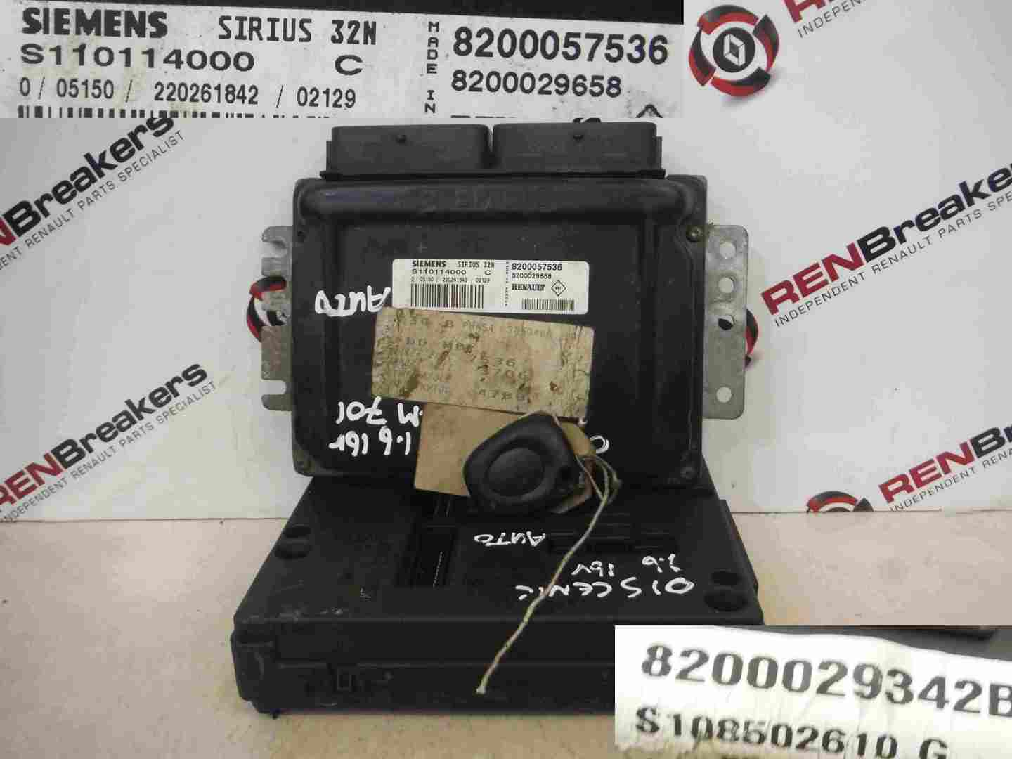 Renault Megane Scenic 1999-2003 1.6 16v ECU Set Kit UCH BCM BSI Auto + 2 Key Fob