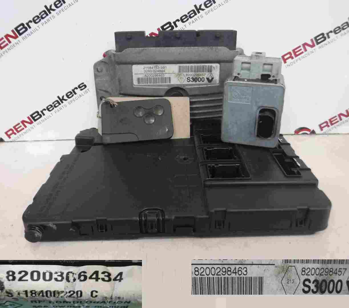 Renault Megane Scenic 2003-2009 1.4 16v ECU Set UCH BCM Immobiliser + Key Card