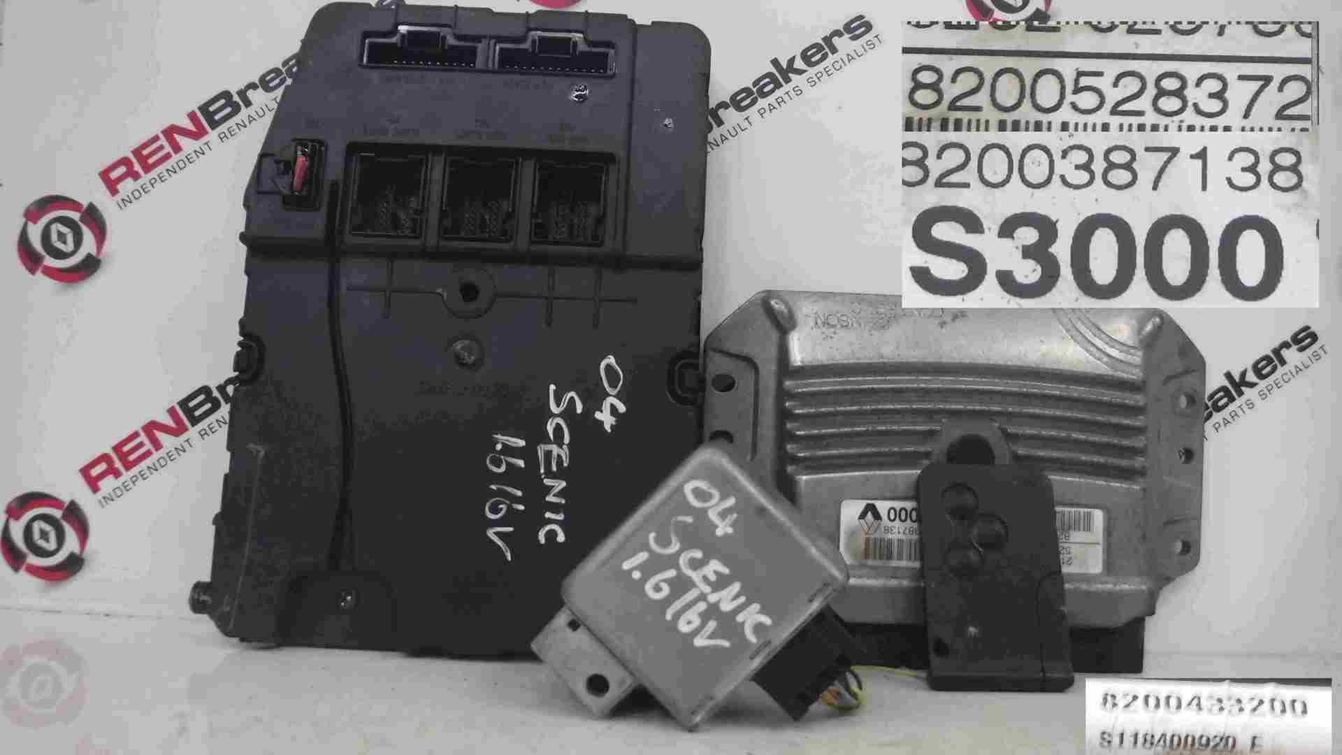 Renault Megane Scenic 2003-2009 1.6 16v ECU SET UCH BCM Immobiliser + Key Card