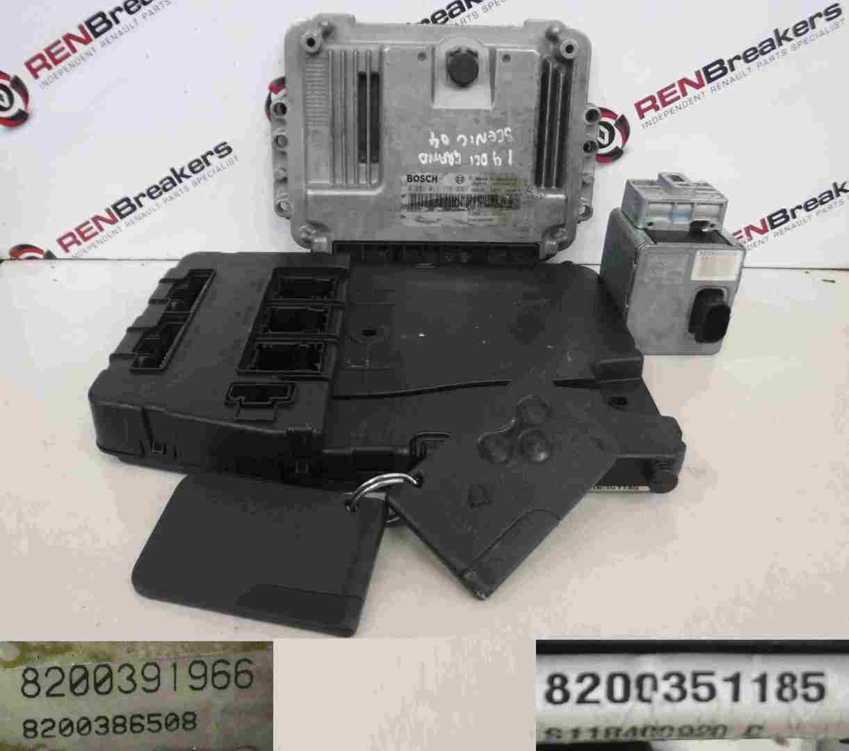 Renault Megane Scenic 2003-2009 1.9 dCi ECU SET UCH BCM Immobiliser + Key Card