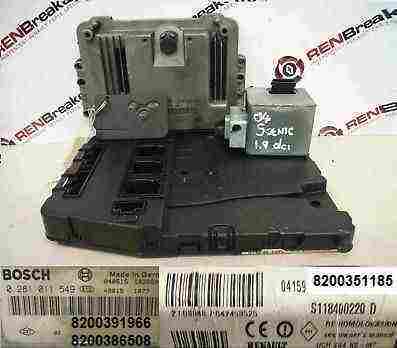 Renault Megane Scenic 2003-2009 1.9 dCi ECU SET UCH BCM Steering Lock + Key Card