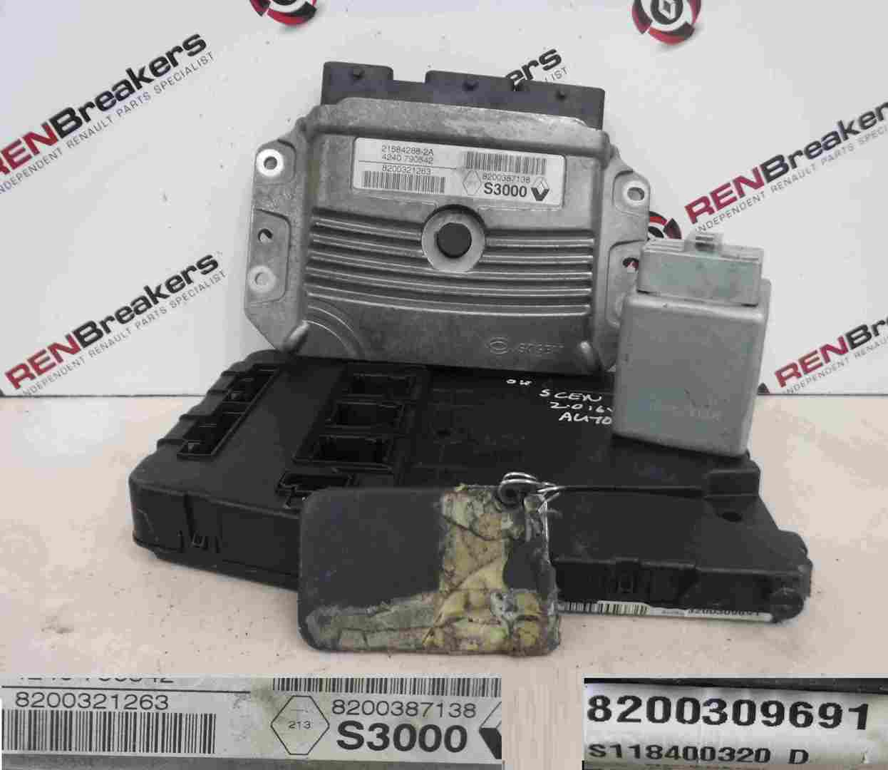 Renault Megane Scenic 2003-2009 2.0 16v ECU SET UCH BCM Immobiliser + Key Card