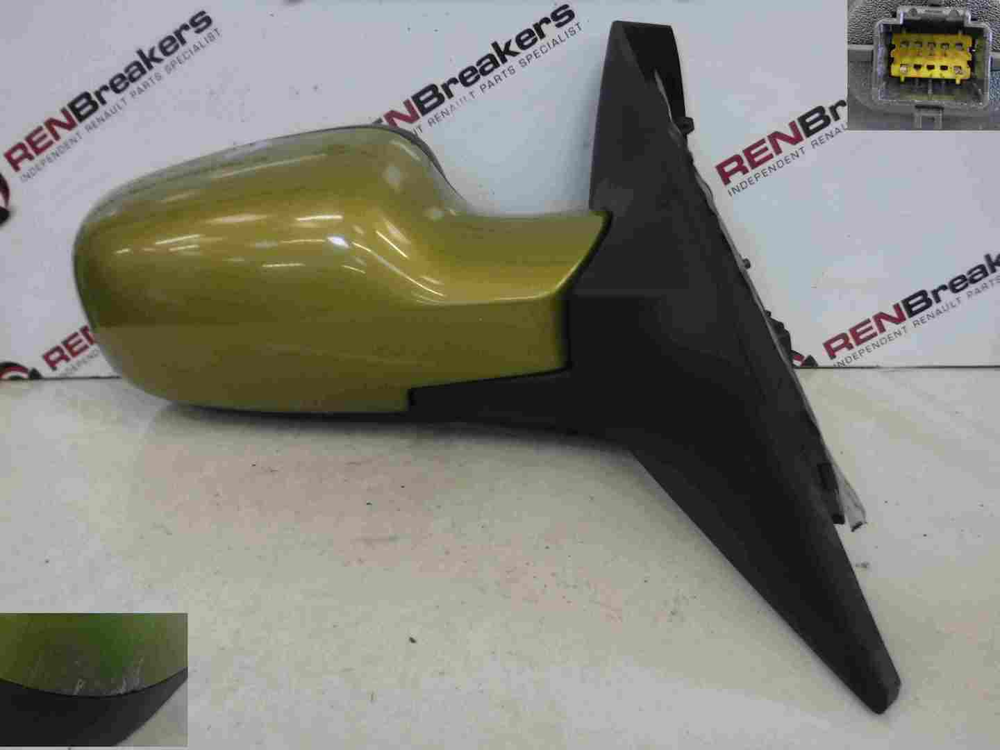 Renault Megane Scenic 2003-2009 Drivers OS Wing Mirror Green Yellow TED37
