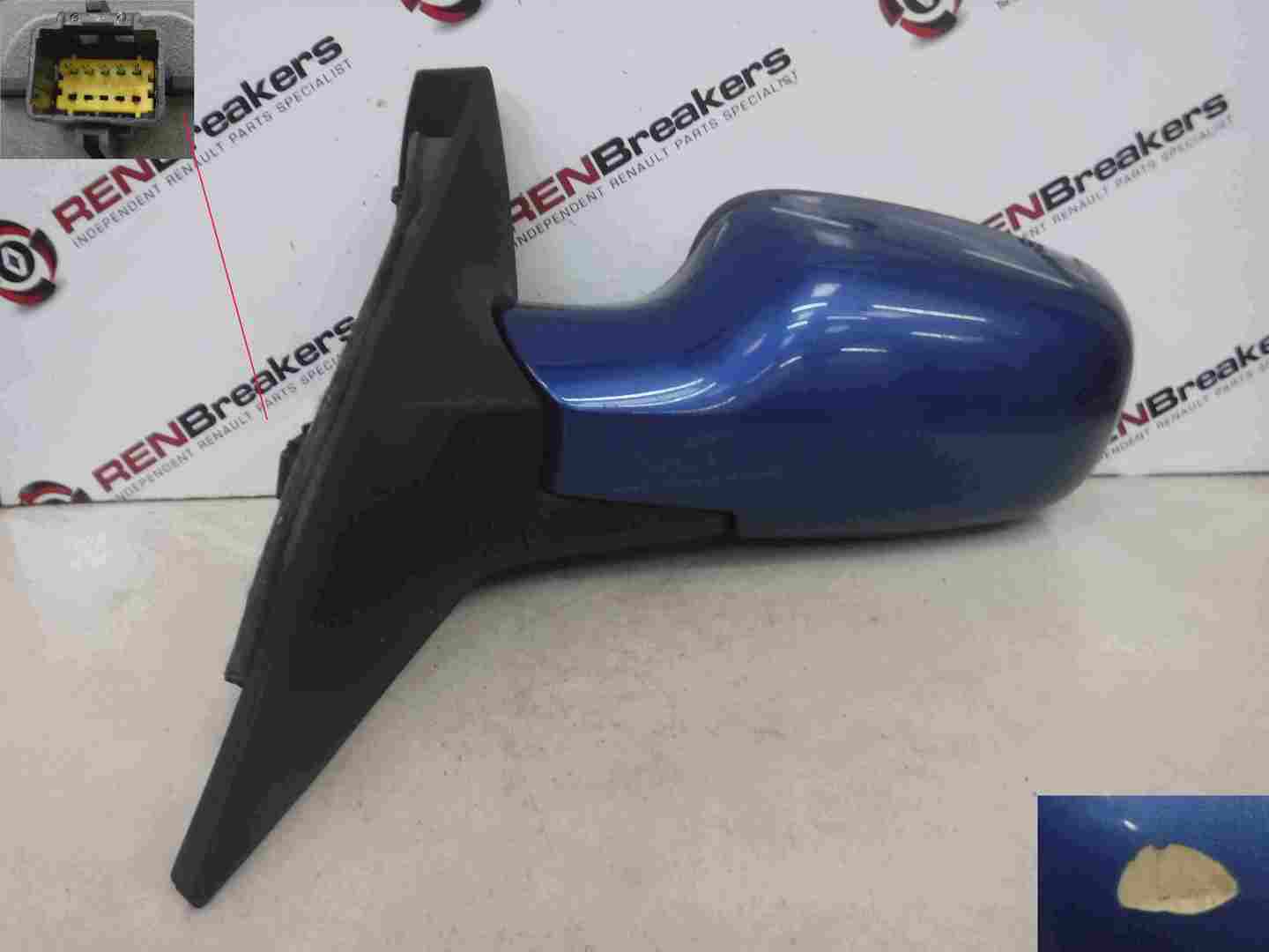 Renault Megane Scenic 2003-2009 Passenger NS Wing Mirror Blue TEI45 TE145