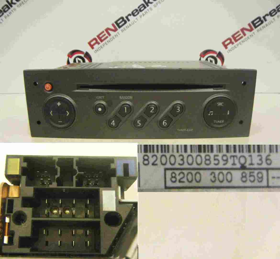 Renault Megane/Scenic 2003-2009 CD Player Tuner List Silver + Code 8200300859