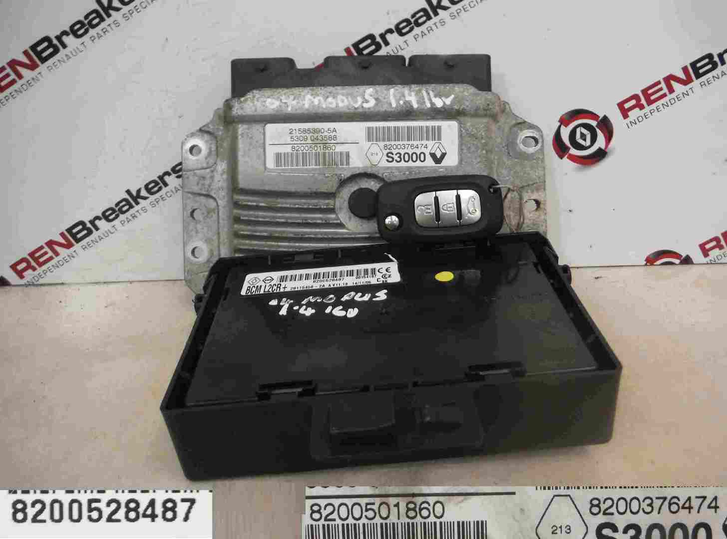 Renault Modus 2004-2008 1.4 16v ECU SET UCH BCM Immobiliser + Key 8200376474