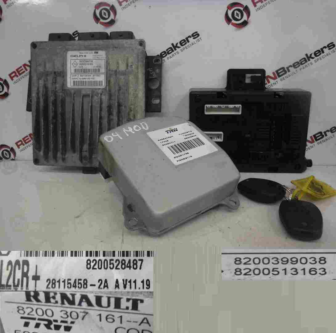 Renault Modus 2004-2008 1.5 dCi ECU SET UCH BCM Immobilier + 2 Key Fobs