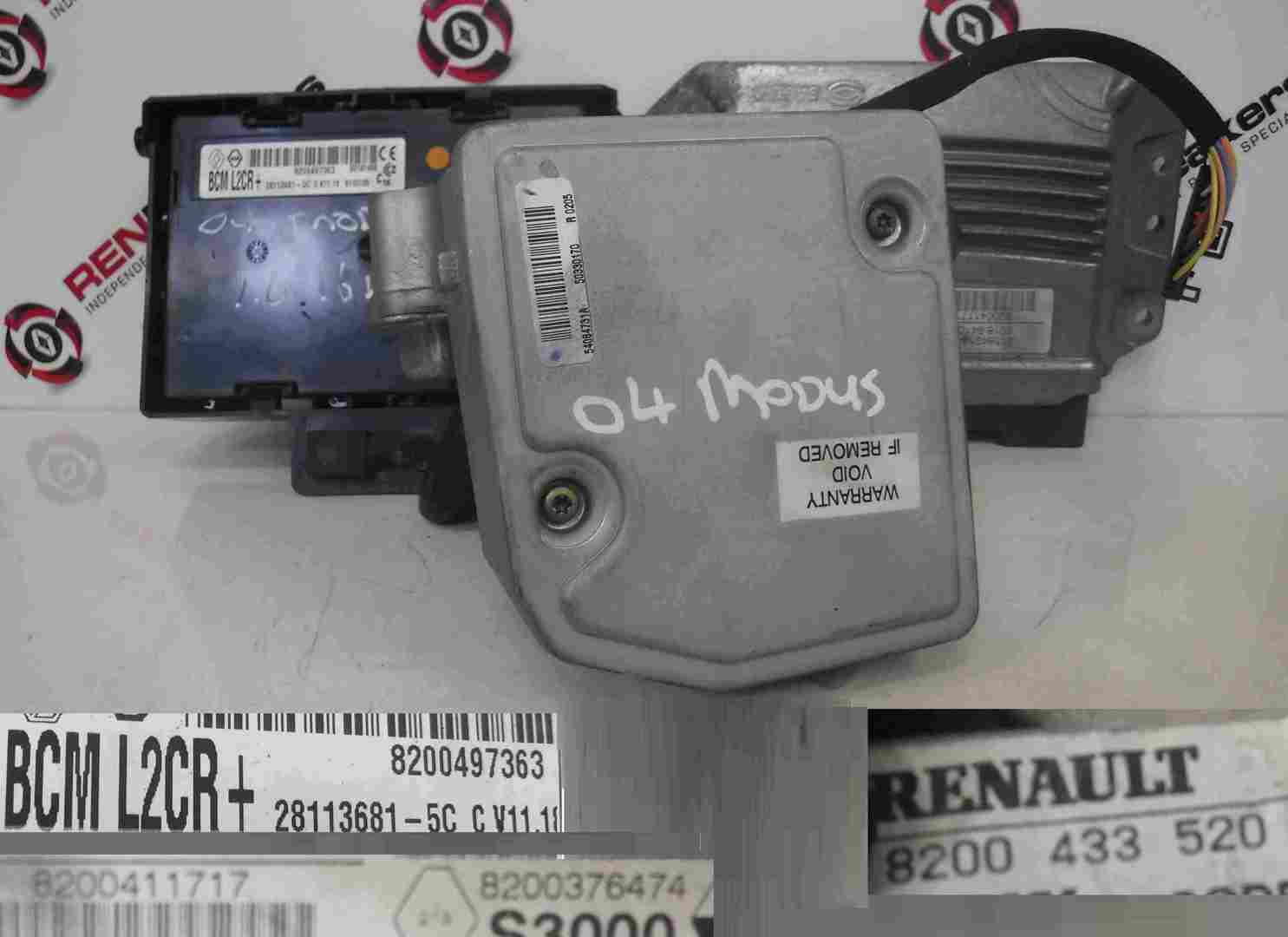 Renault Modus 2004-2008 1.6 16v ECU SET UCH BCM Steering ECU + Key Fob
