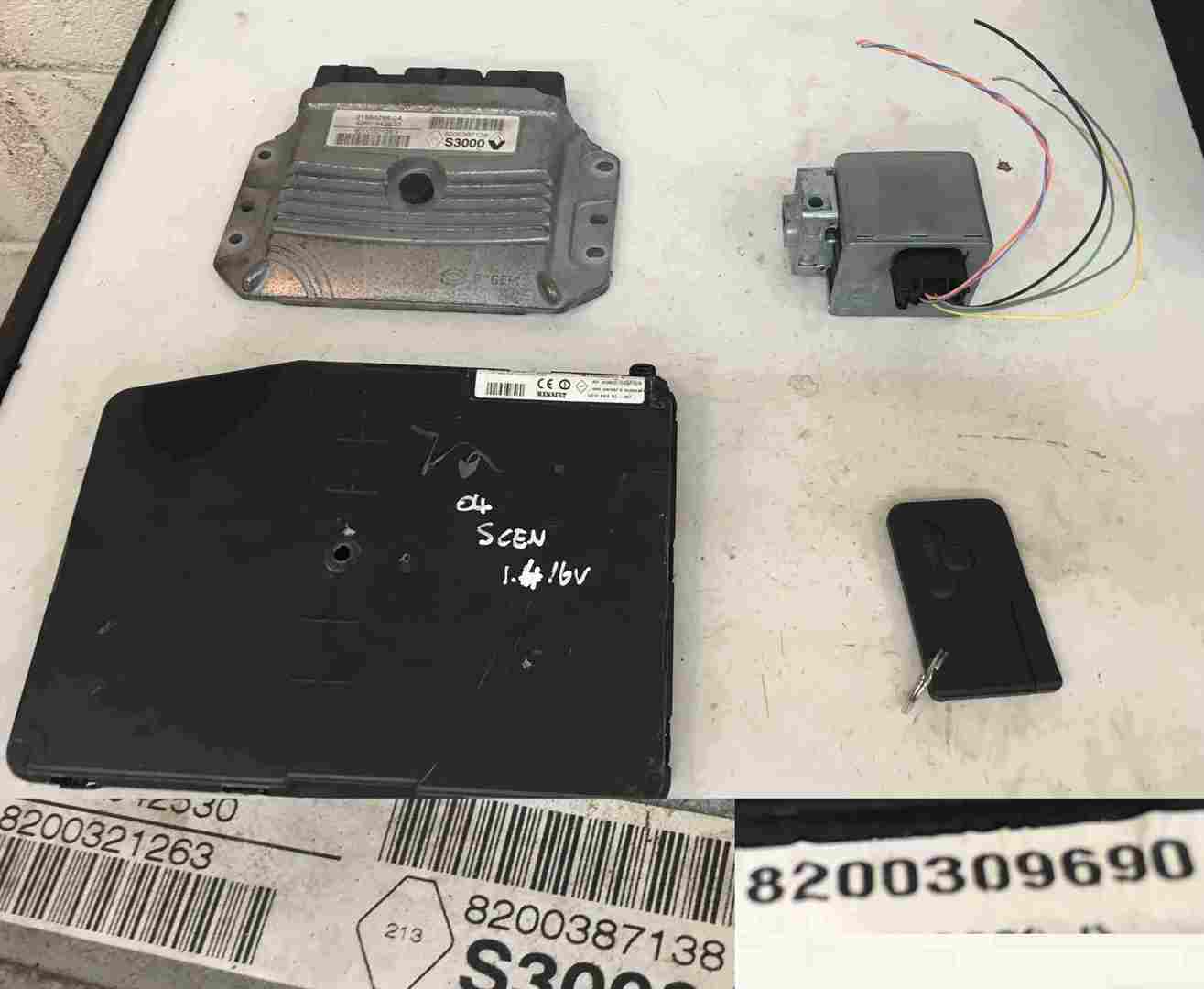 Renault Scenic 2003-2009 1.4 16v ECU SET UCH BCM Steering Lock + Key Card