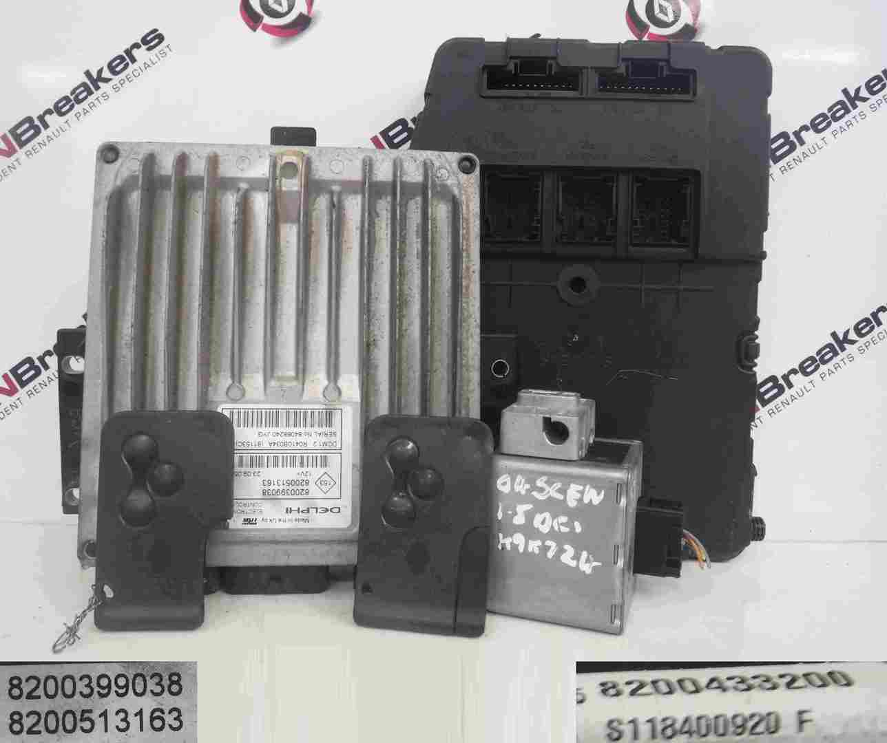 Renault Scenic 2003-2009 1.5 dCi ECU SET UCH BCM Steering Lock + 2 Key Cards