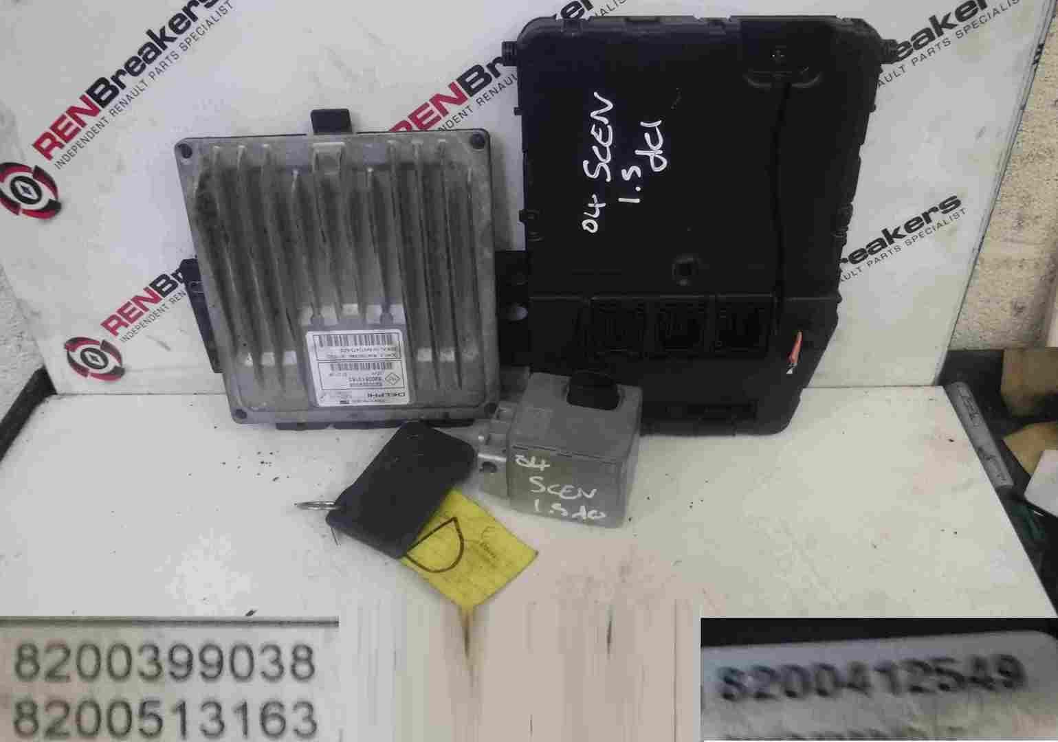 Renault Scenic 2003-2009 1.5 dCi ECU SET UCH Steering Lock + Key Card 8200399038