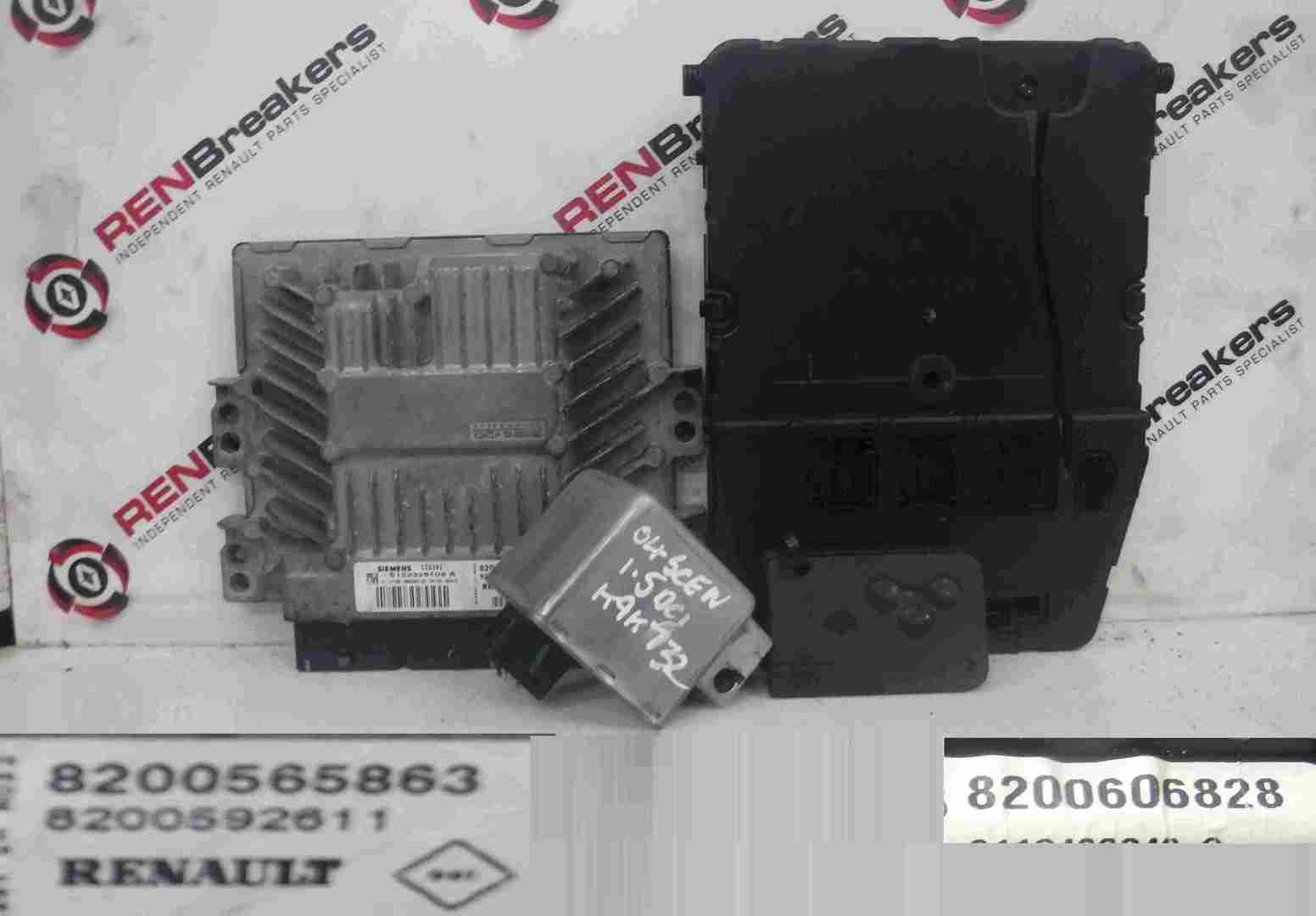 Renault Scenic 2003-2009 1.5 dCi ECU SET UCH Steering Lock + Key Card 8200565863