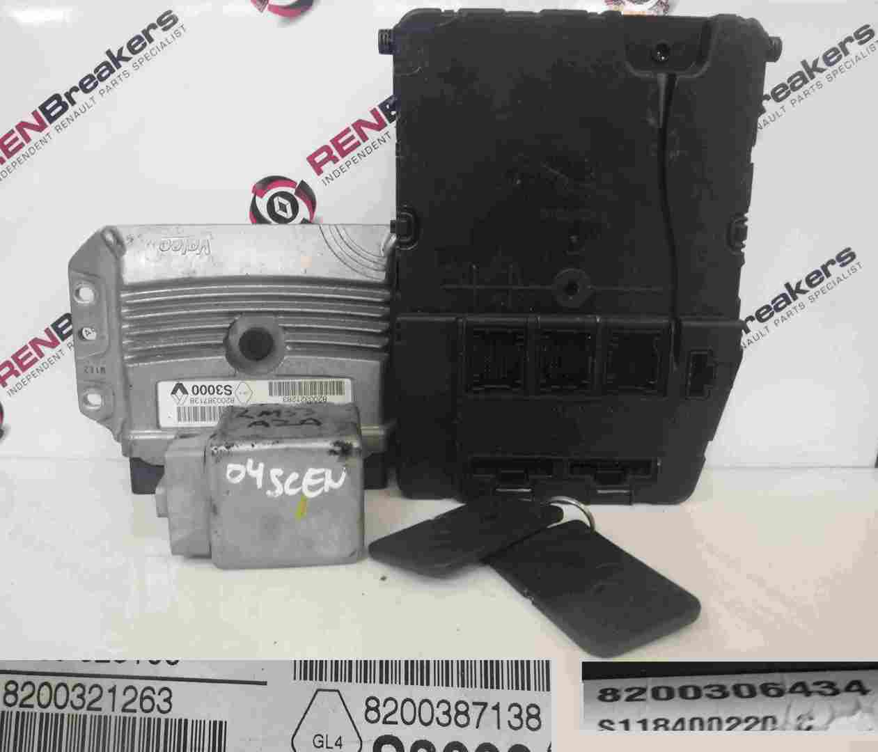 Renault Scenic 2003-2009 1.6 16v ECU SET UCH BCM Immobiliser + 2 Key Cards