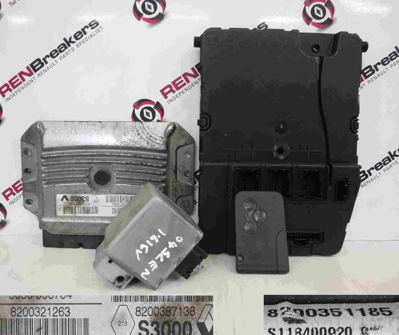 Renault Scenic 2003-2009 1.6 16v ECU SET UCH BCM Immobiliser + Key Card