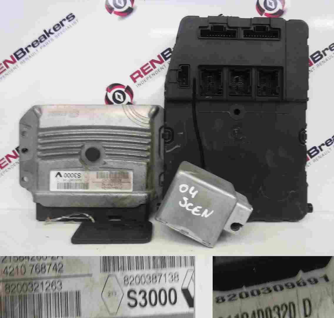 Renault Scenic 2003-2009 1.6 16v ECU SET UCH BCM Lock + Key Card