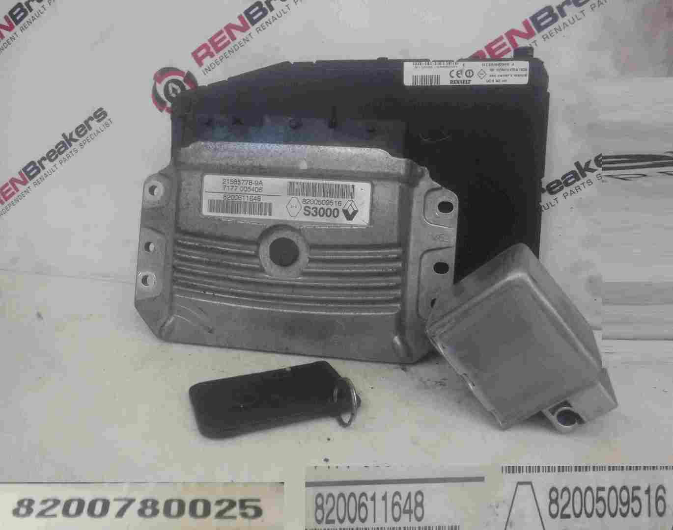 Renault Scenic 2003-2009 1.6 16v ECU SET UCH BCM Steering Lock + Key Card