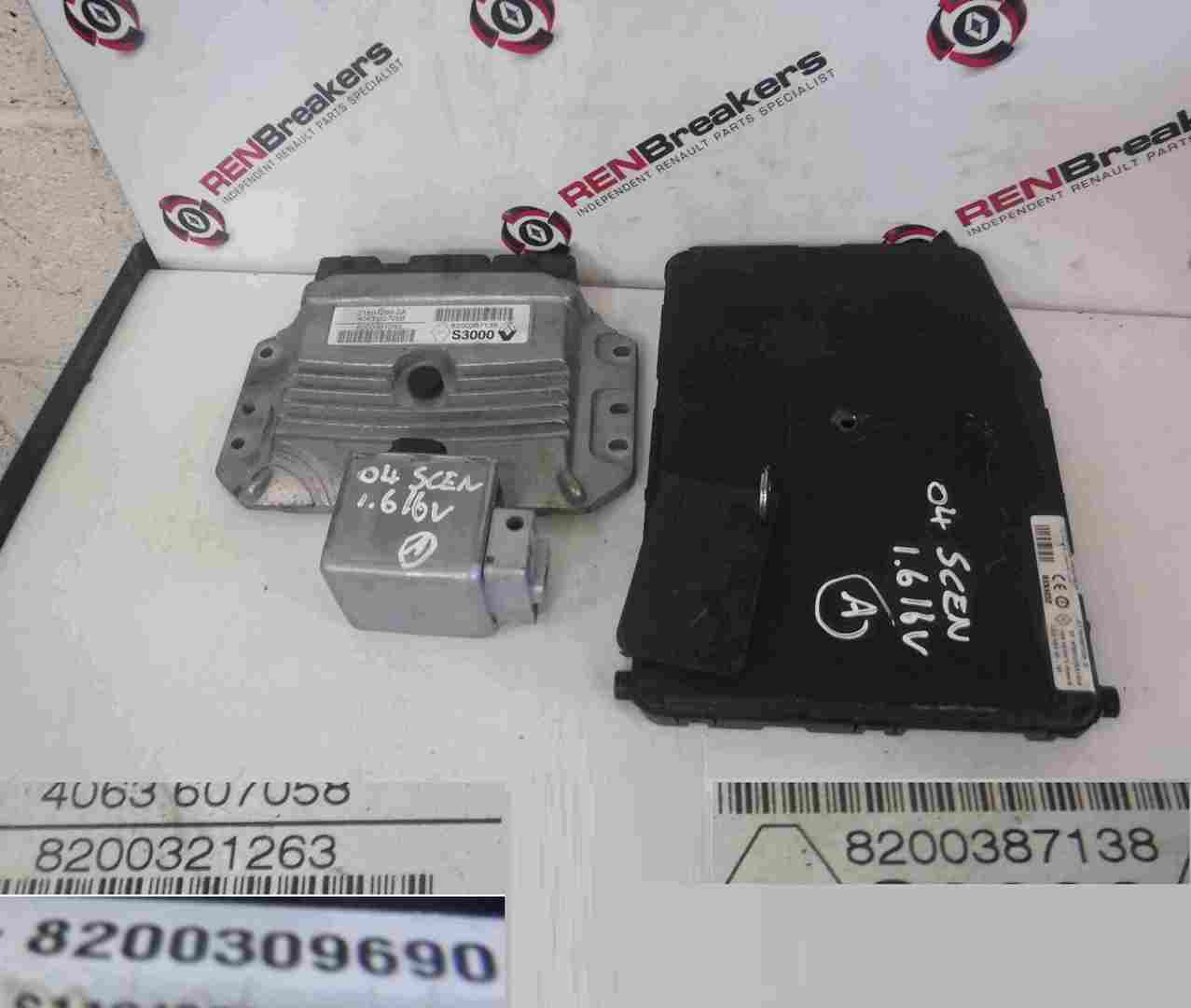 Renault Scenic 2003-2009 1.6 16v ECU SET UCH BCM Steering Lock + Key Card Auto