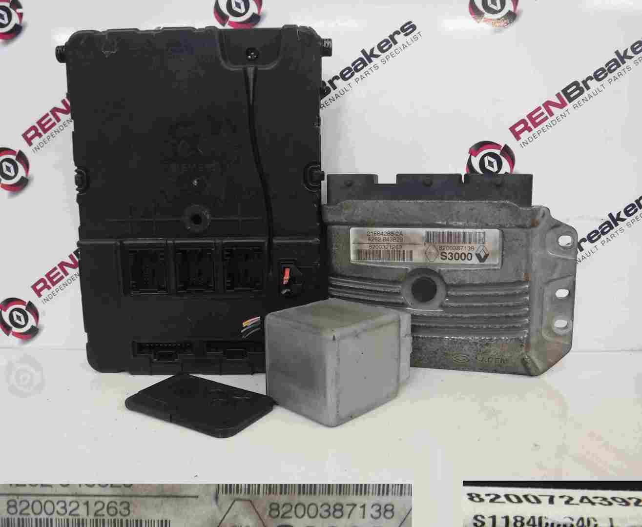 Renault Scenic 2003-2009 1.6 16v ECU SET UCH BCM Steering Lock + Key Card