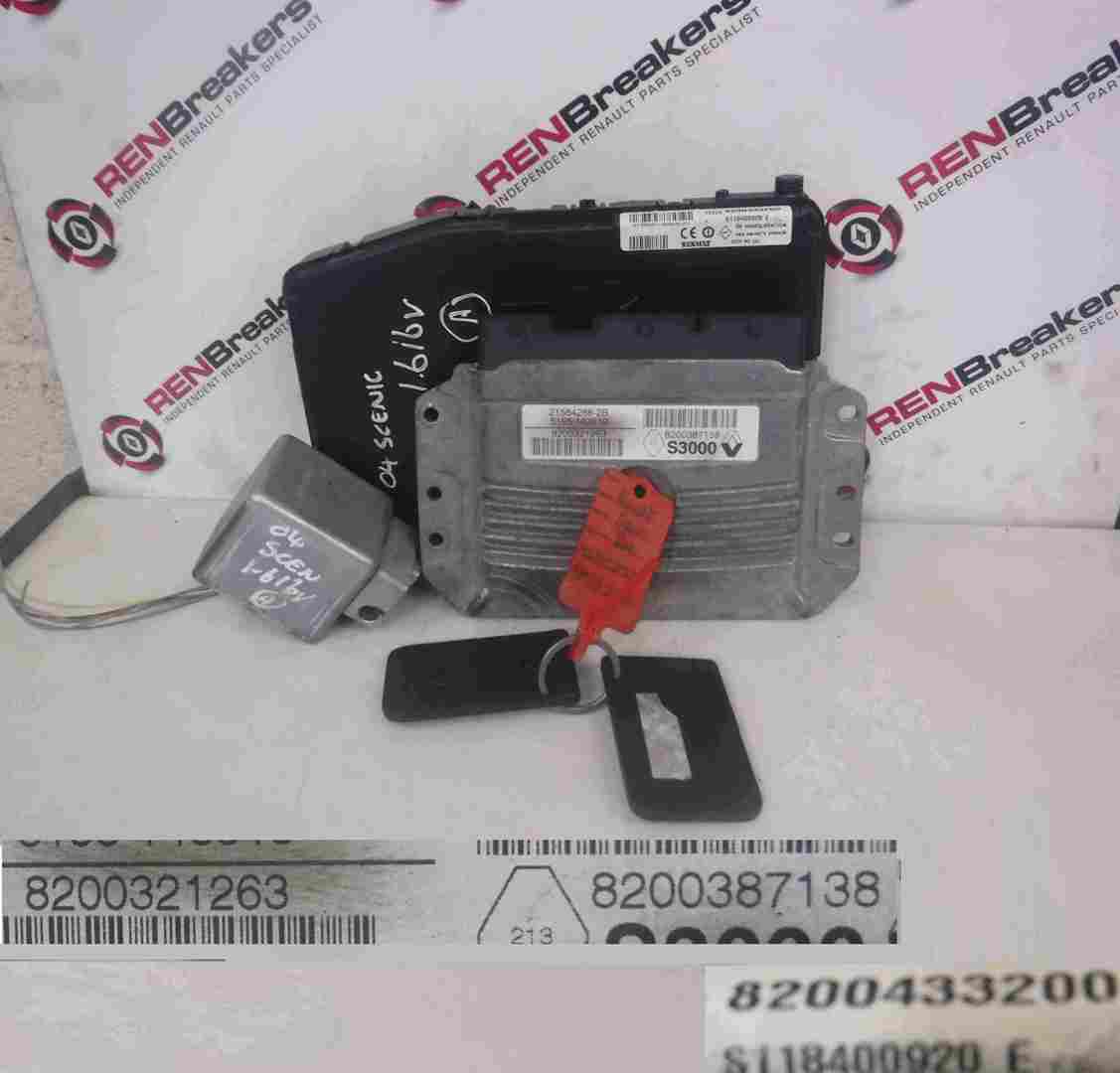 Renault Scenic 2003-2009 1.6 16v ECU SET UCH Steering Lock + 2 Key Cards
