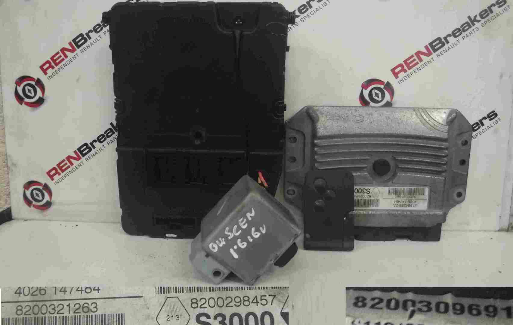 Renault Scenic 2003-2009 1.6 16v ECU SET UCH Steering Lock + Key Card 8200321263