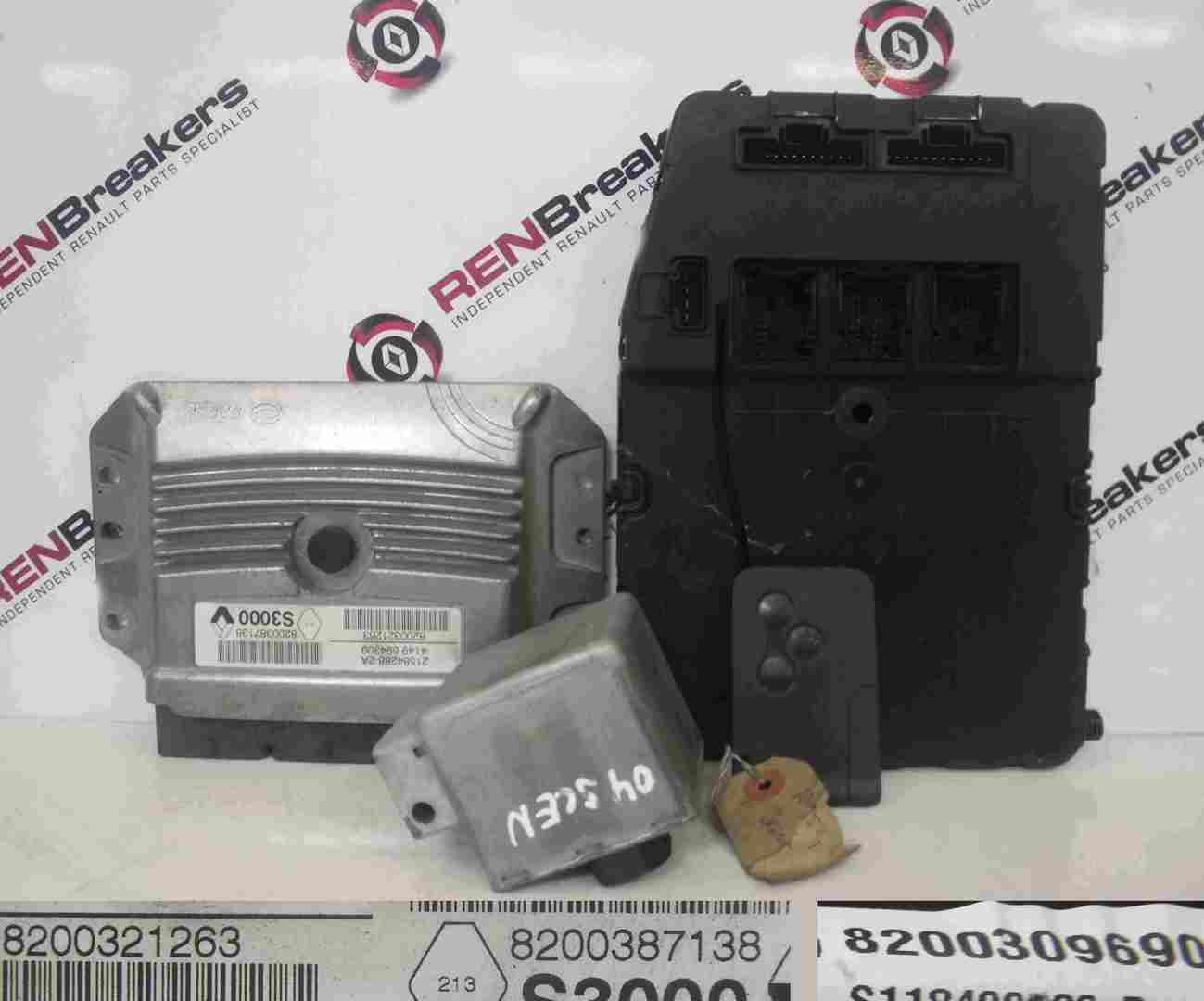 Renault Scenic 2003-2009 1.6 16v ECU SET UCH Steering Lock + Key Card