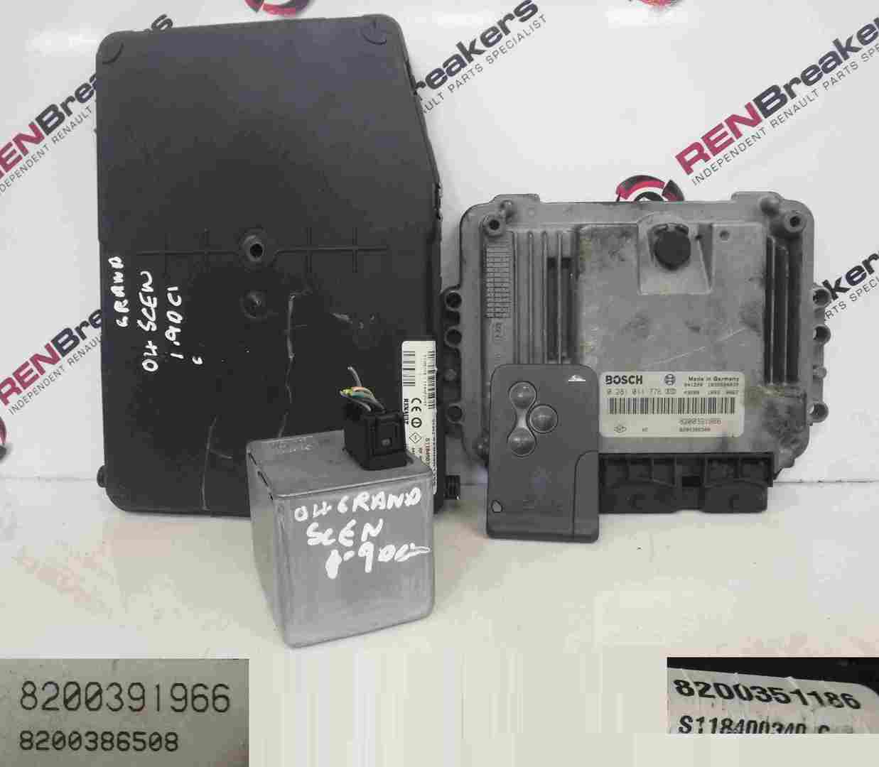 Renault Scenic 2003-2009 1.9 dCi ECU SET UCH BCM Immobiliser   Key Card