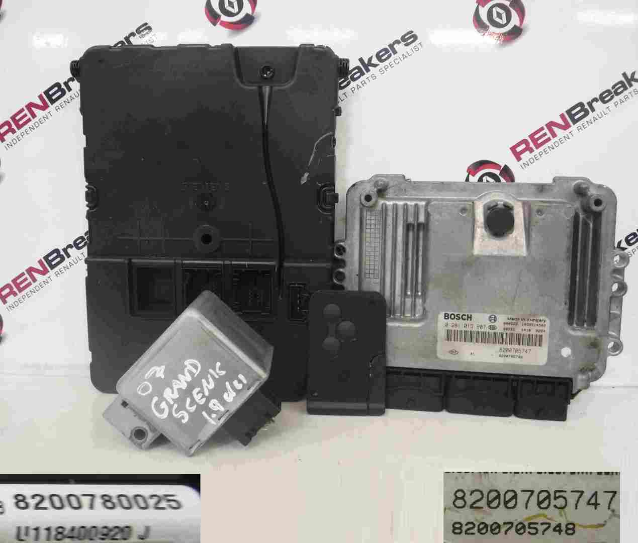 Renault Scenic 2003-2009 1.9 dCi ECU SET UCH Steering Lock + Key Card